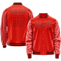 Personalized Orange & Black Solid Color Varsity Letterman Jacket