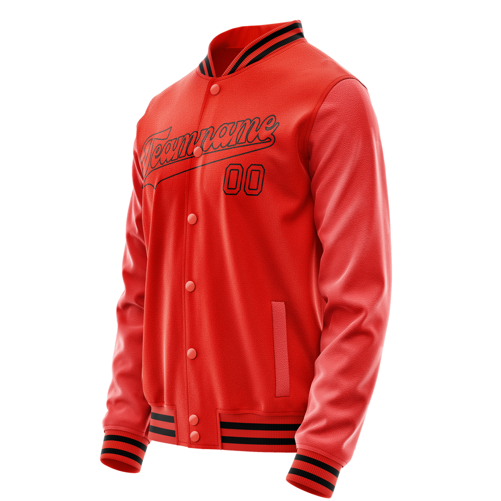 Personalized Orange & Black Solid Color Varsity Letterman Jacket