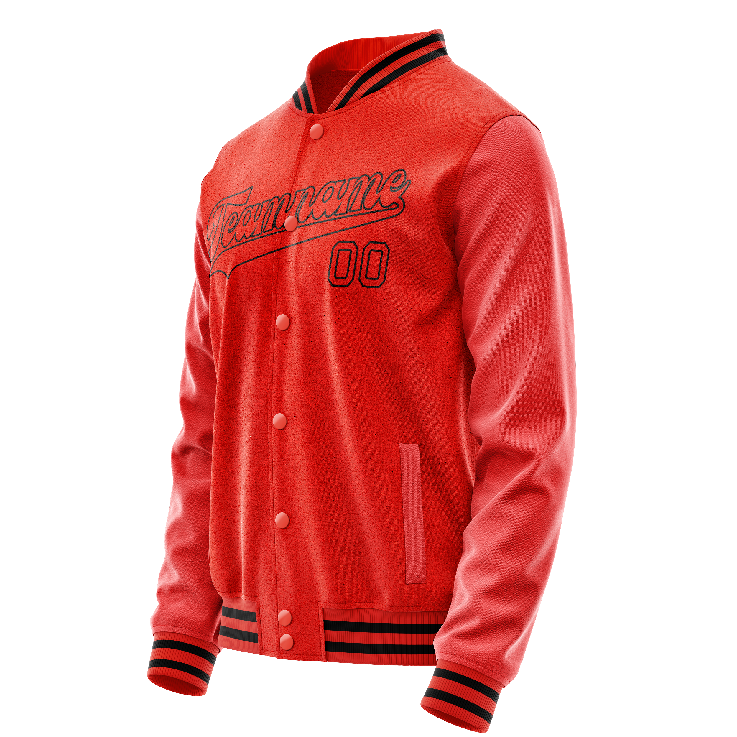 Personalized Orange & Black Solid Color Varsity Letterman Jacket