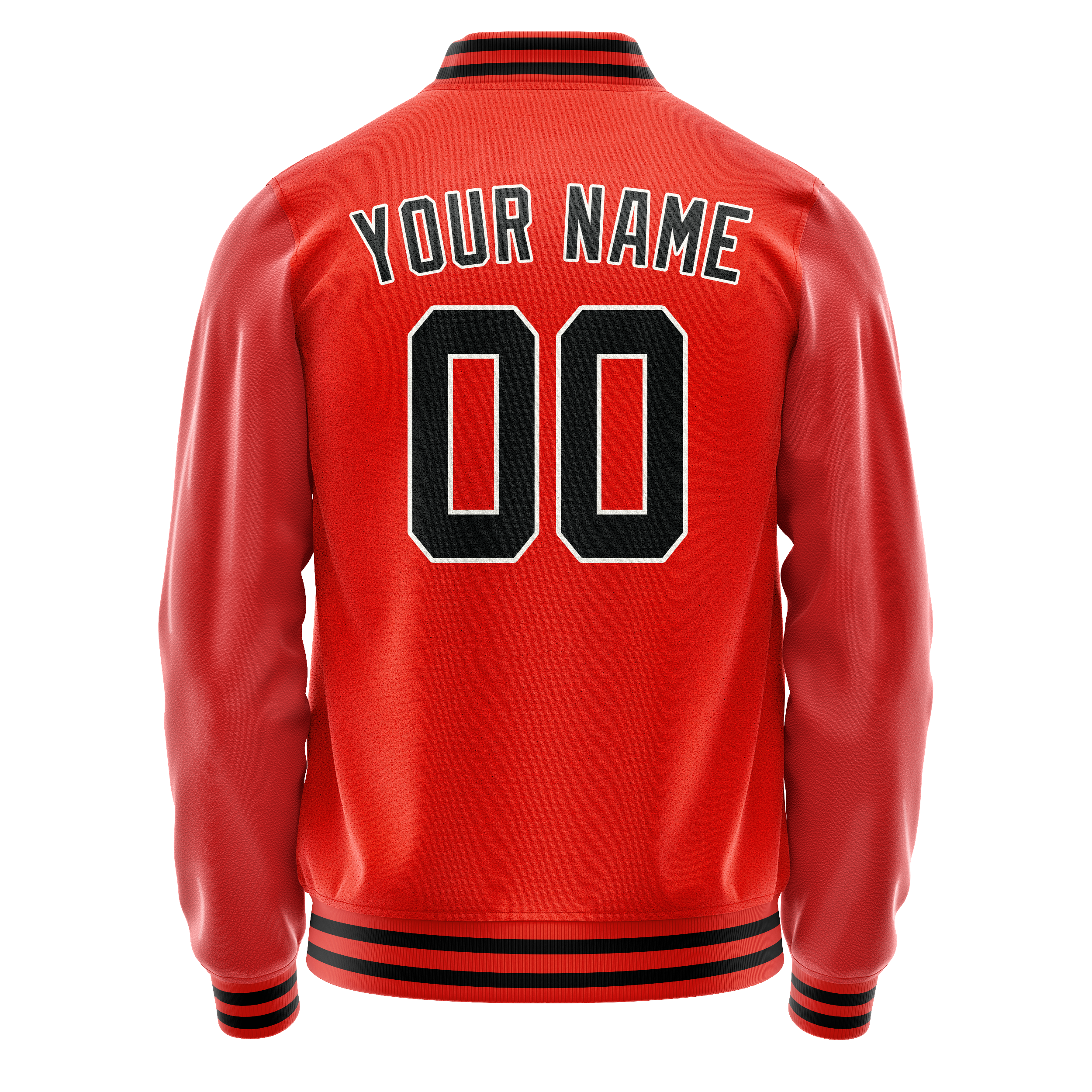 Personalized Orange & Black Solid Color Varsity Letterman Jacket