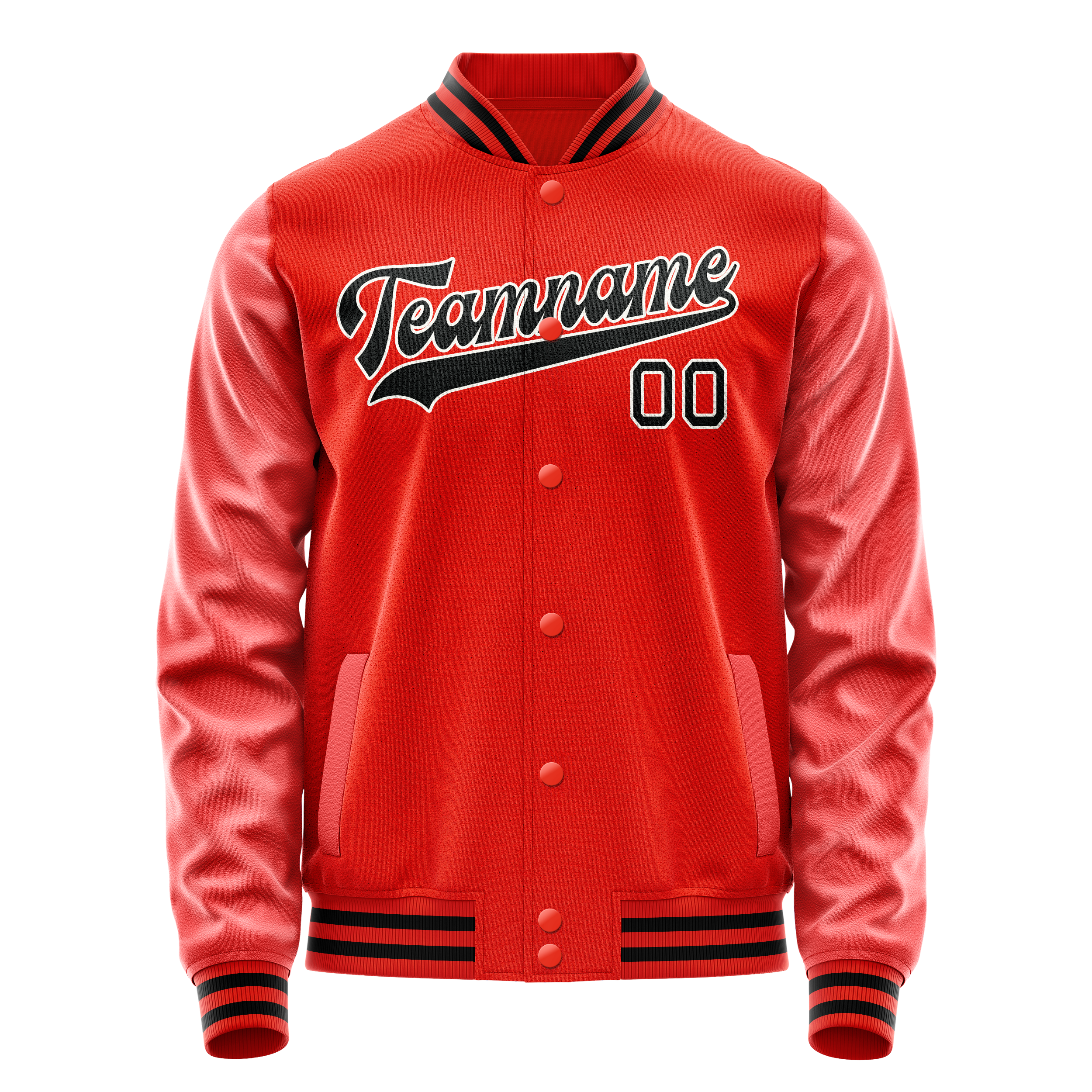 Personalized Orange & Black Solid Color Varsity Letterman Jacket