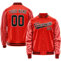 Personalized Orange & Black Solid Color Varsity Letterman Jacket