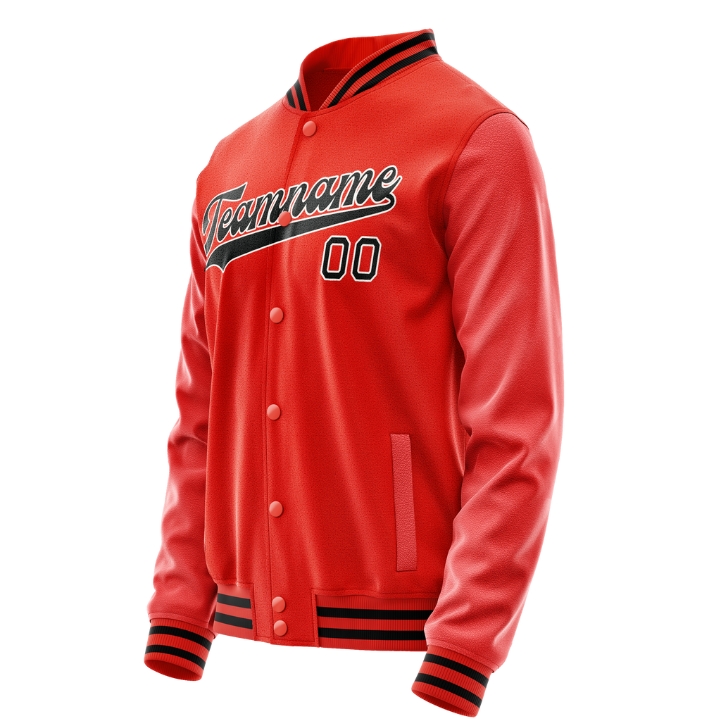 Personalized Orange & Black Solid Color Varsity Letterman Jacket