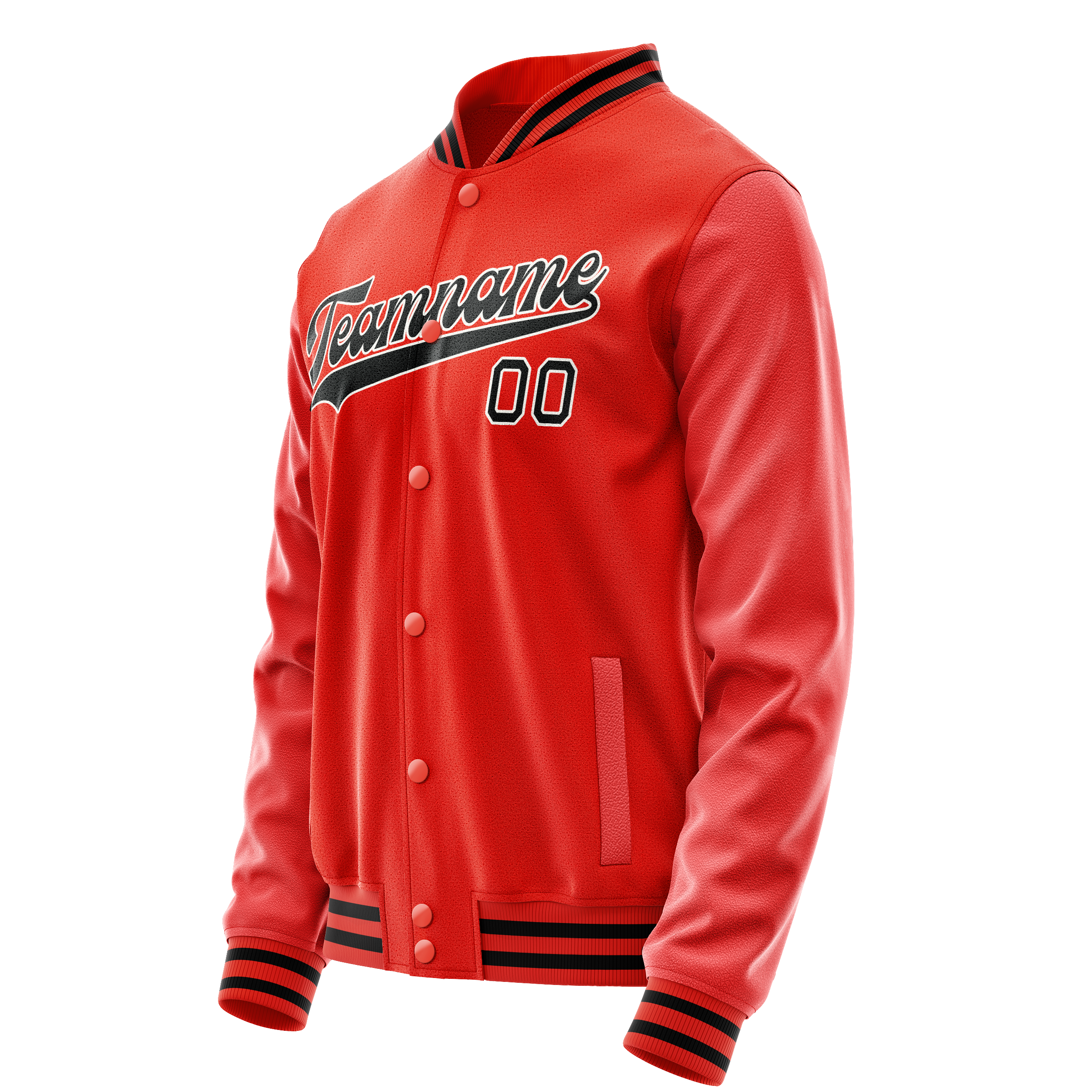 Personalized Orange & Black Solid Color Varsity Letterman Jacket