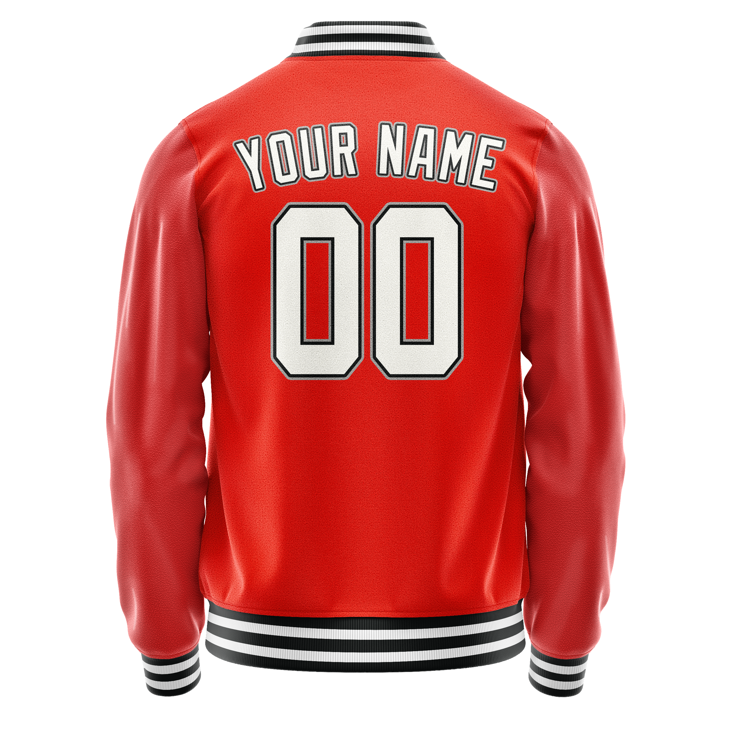 Personalized Orange & White Solid Color Varsity Letterman Jacket