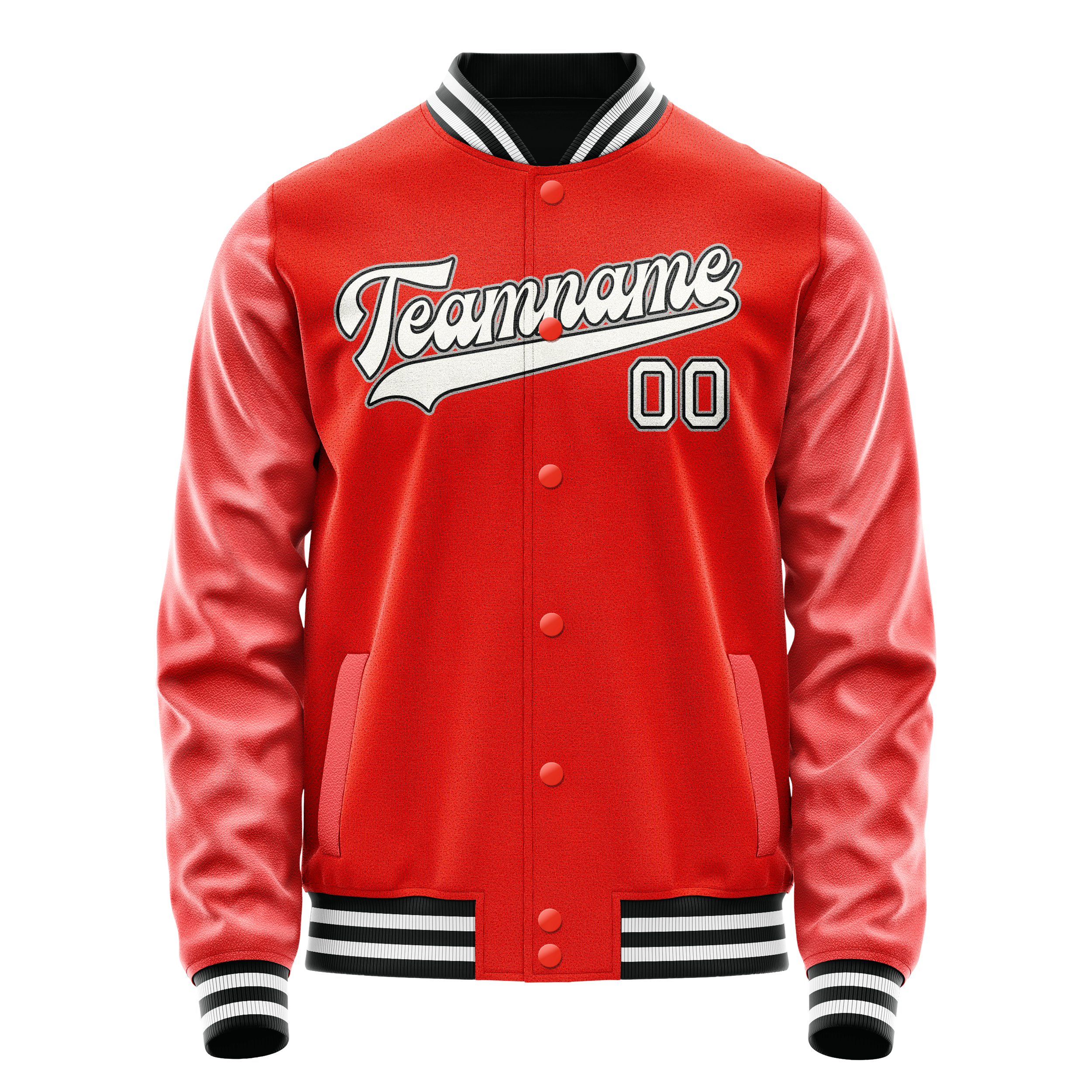 Personalized Orange & White Solid Color Varsity Letterman Jacket