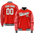 Personalized Orange & White Solid Color Varsity Letterman Jacket