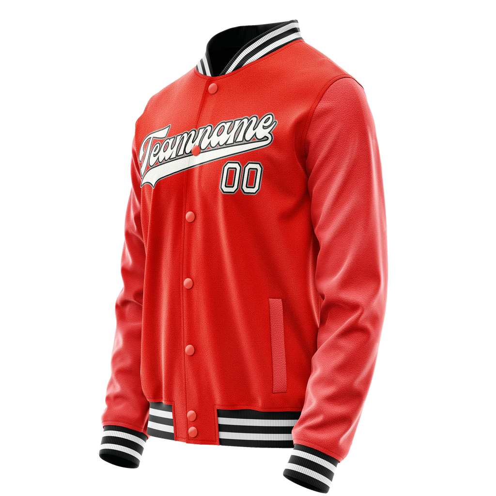 Personalized Orange & White Solid Color Varsity Letterman Jacket