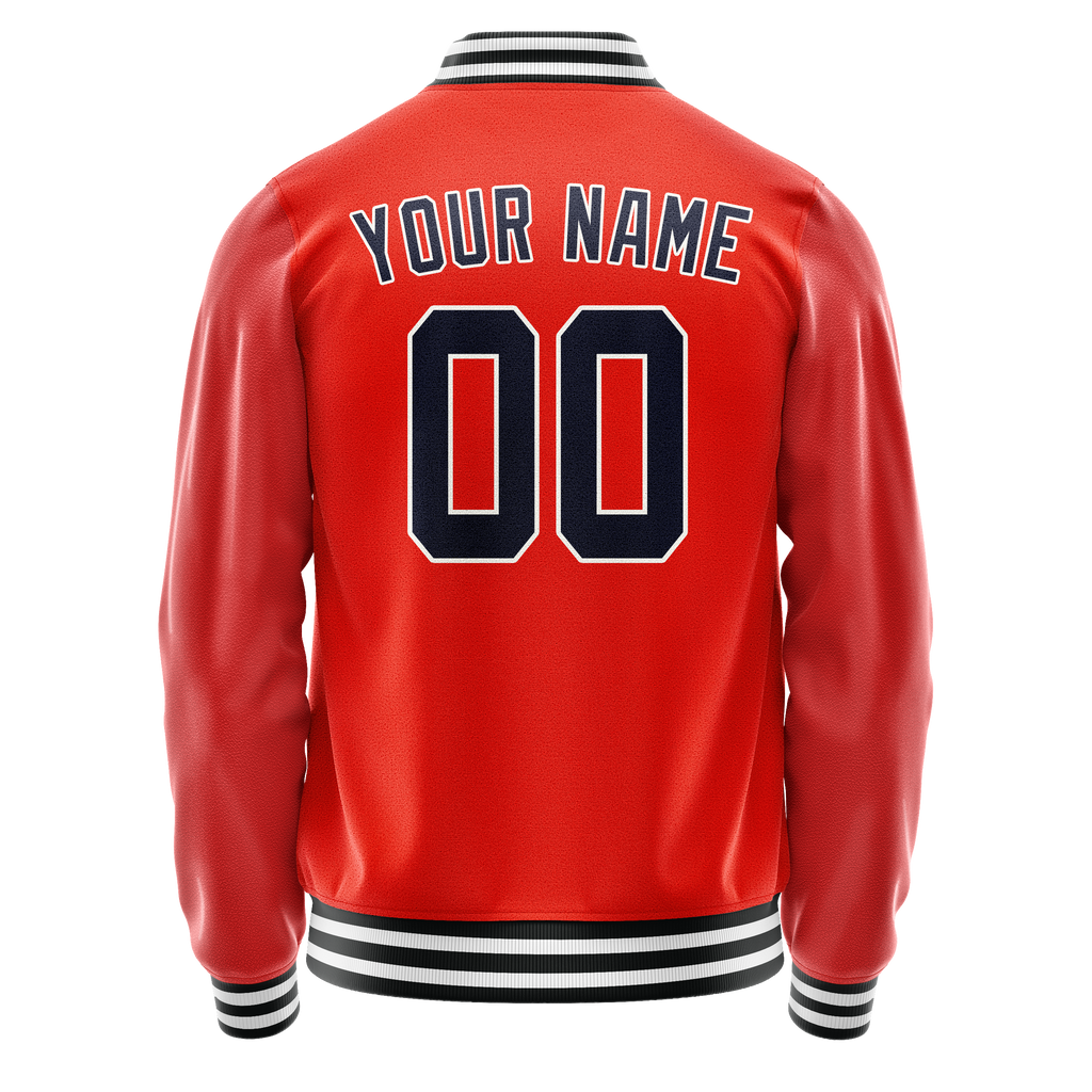 Personalized Orange & Black Solid Color Varsity Letterman Jacket