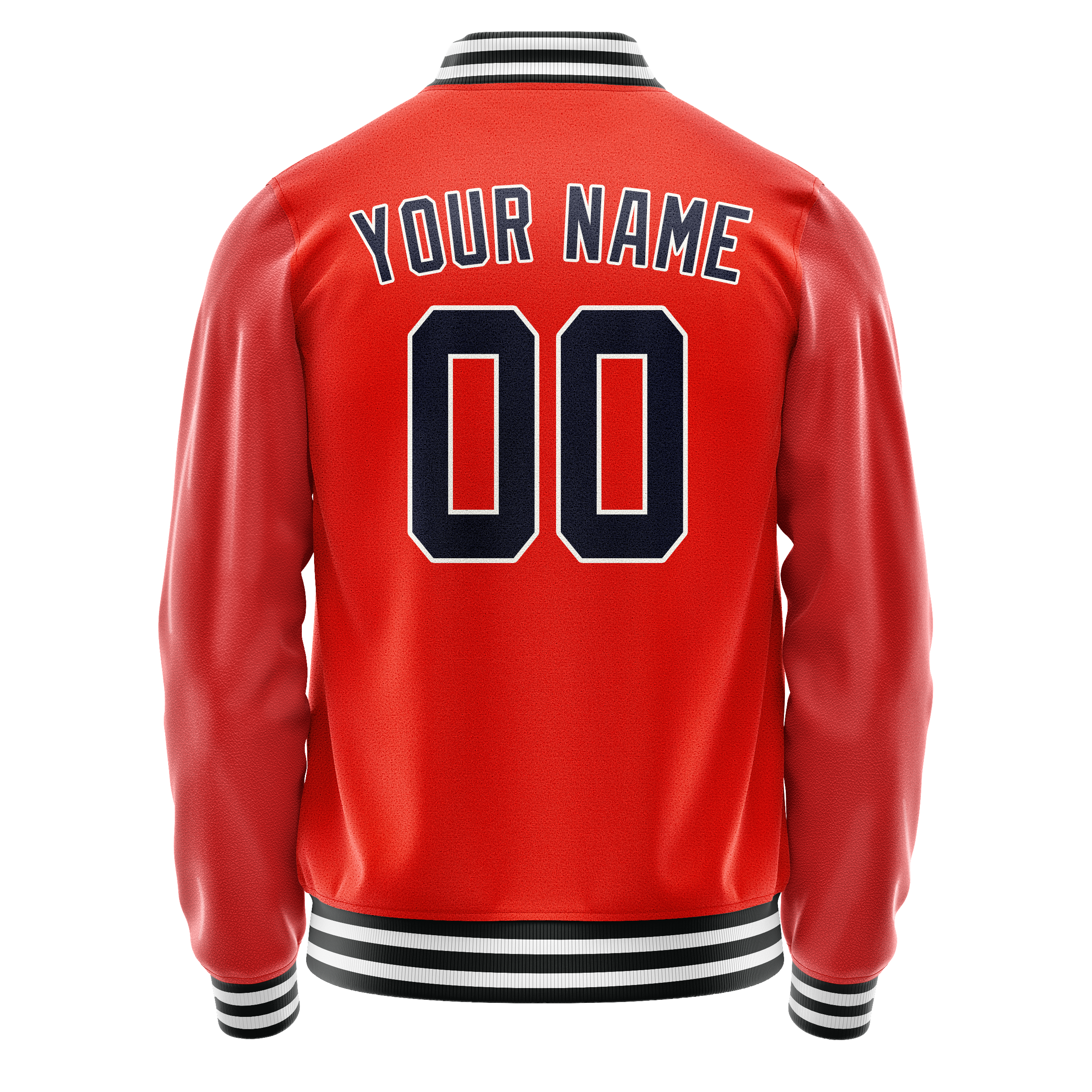 Personalized Orange & Black Solid Color Varsity Letterman Jacket