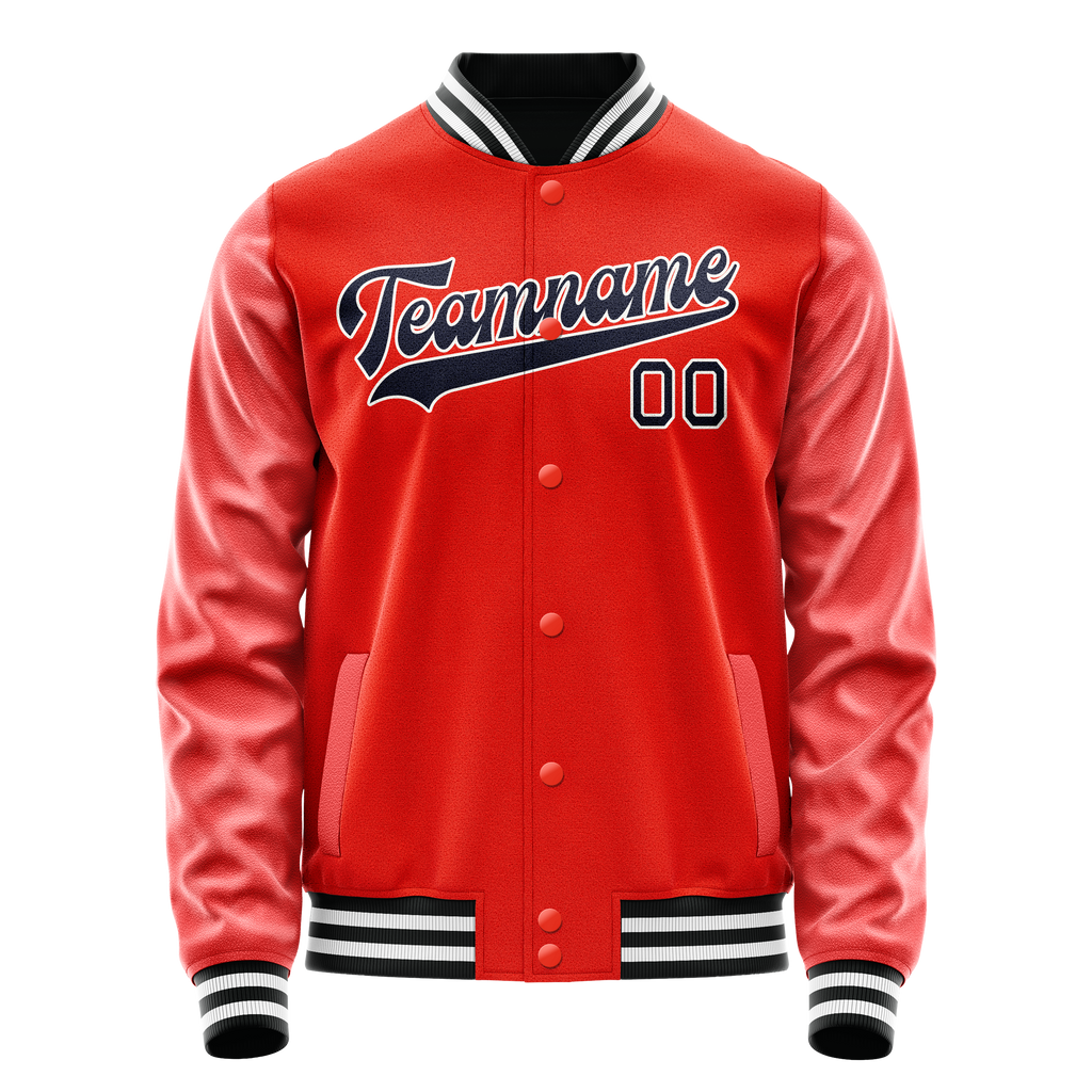 Personalized Orange & Black Solid Color Varsity Letterman Jacket