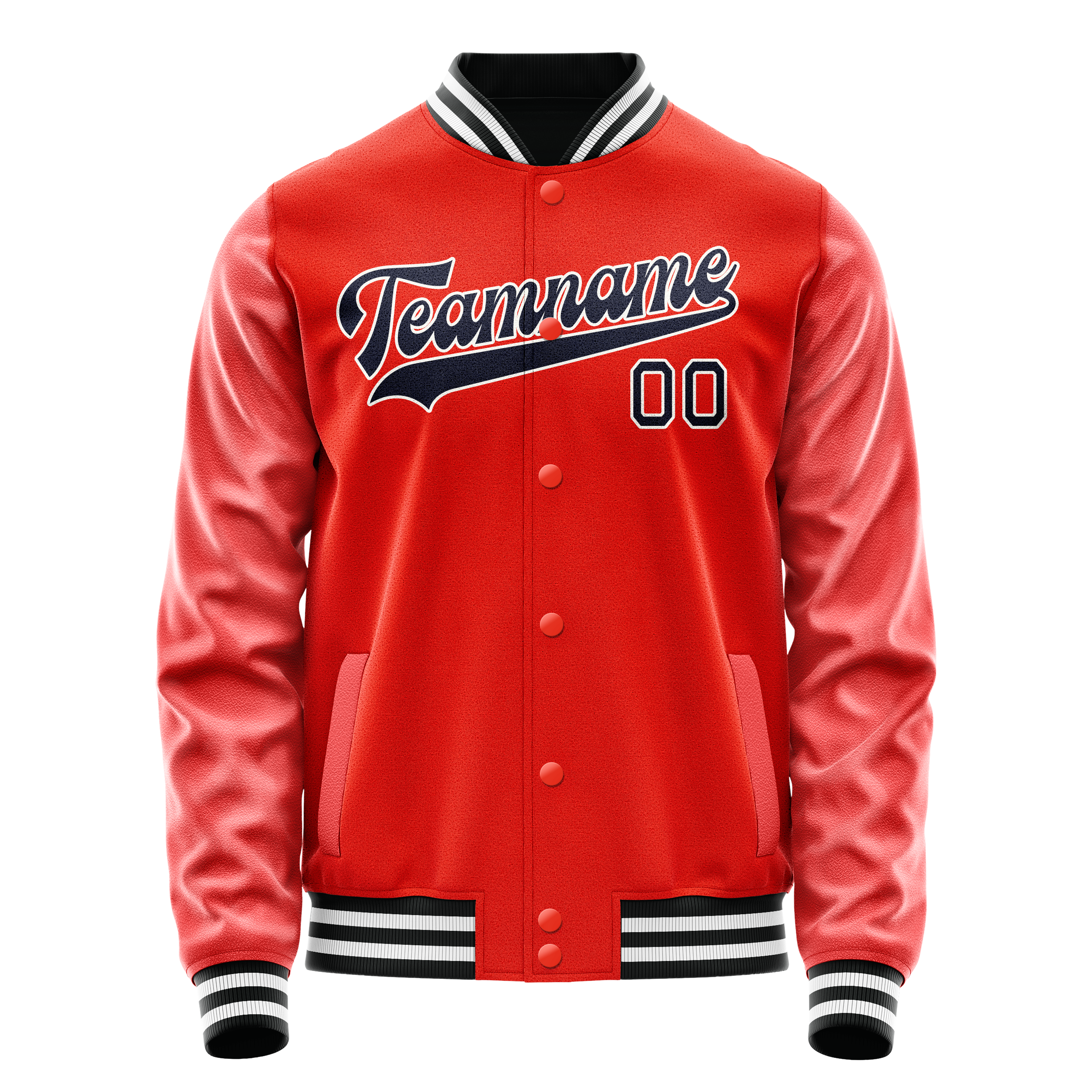 Personalized Orange & Black Solid Color Varsity Letterman Jacket