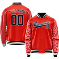 Personalized Orange & Black Solid Color Varsity Letterman Jacket