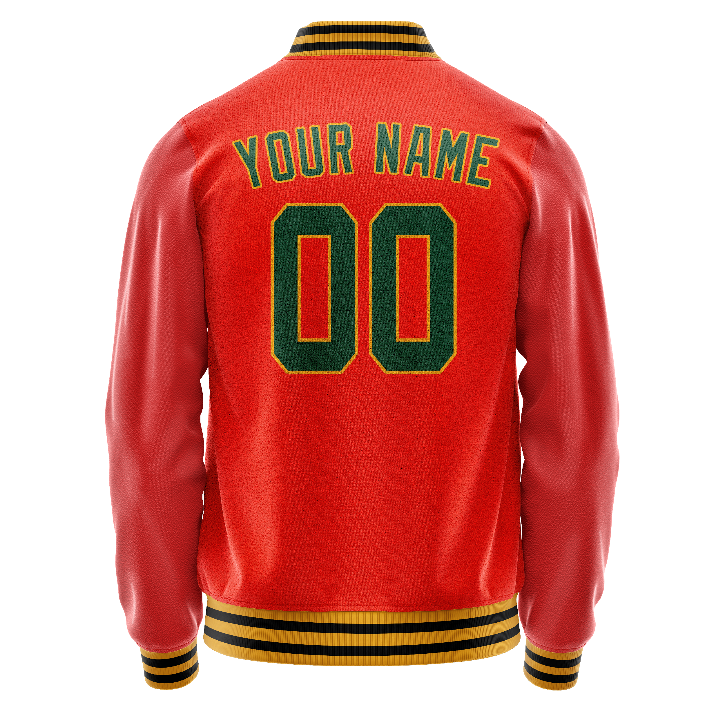 Personalized Orange & Black Solid Color Varsity Letterman Jacket