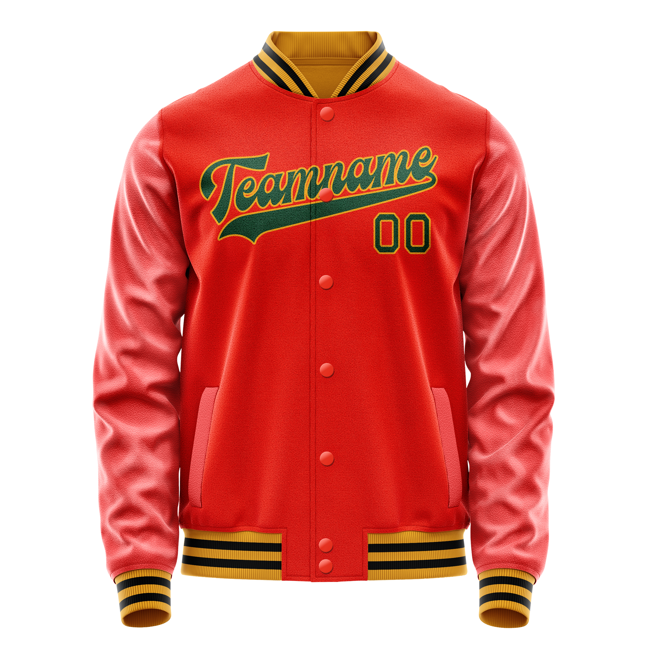 Personalized Orange & Black Solid Color Varsity Letterman Jacket
