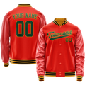 Personalized Orange & Black Solid Color Varsity Letterman Jacket