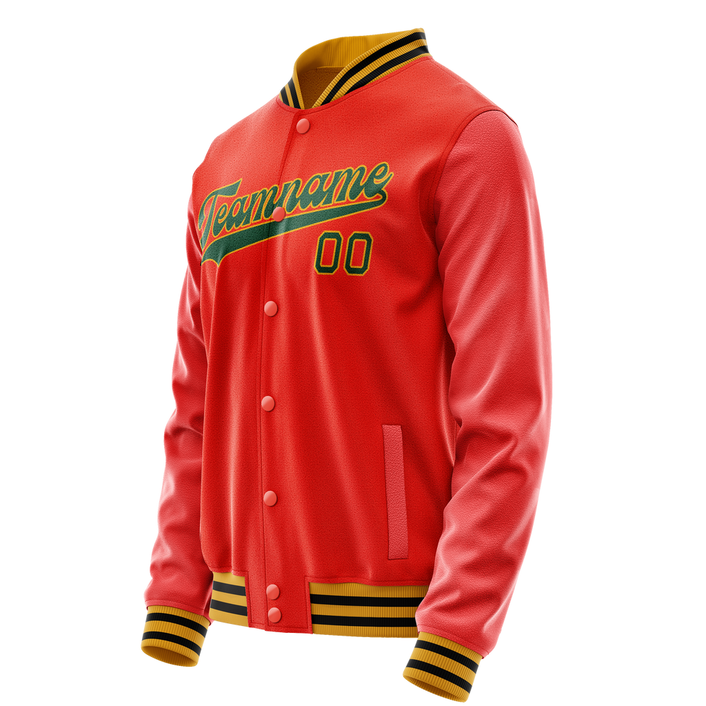 Personalized Orange & Black Solid Color Varsity Letterman Jacket