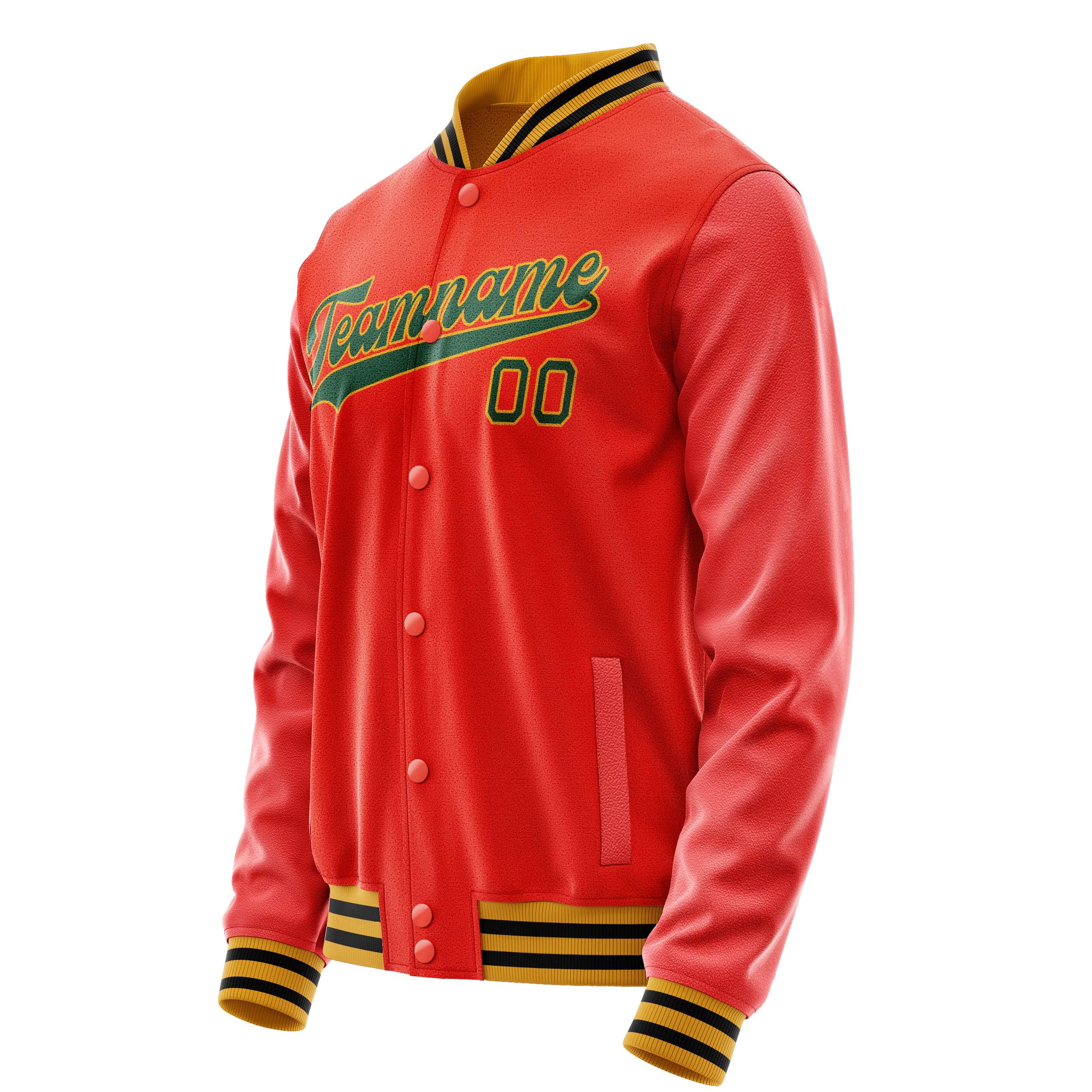 Personalized Orange & Black Solid Color Varsity Letterman Jacket