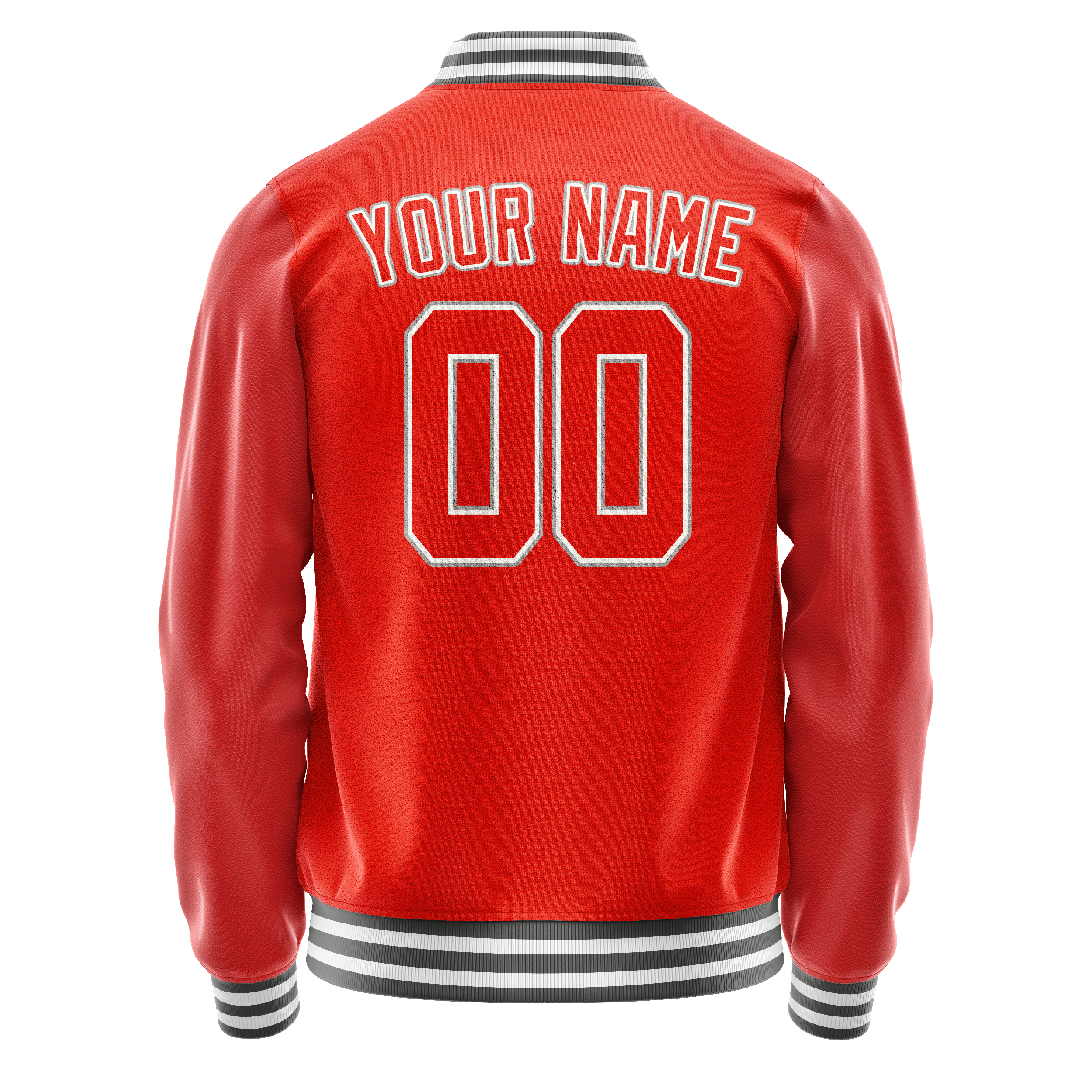 Personalized Orange & Gray Solid Color Varsity Letterman Jacket