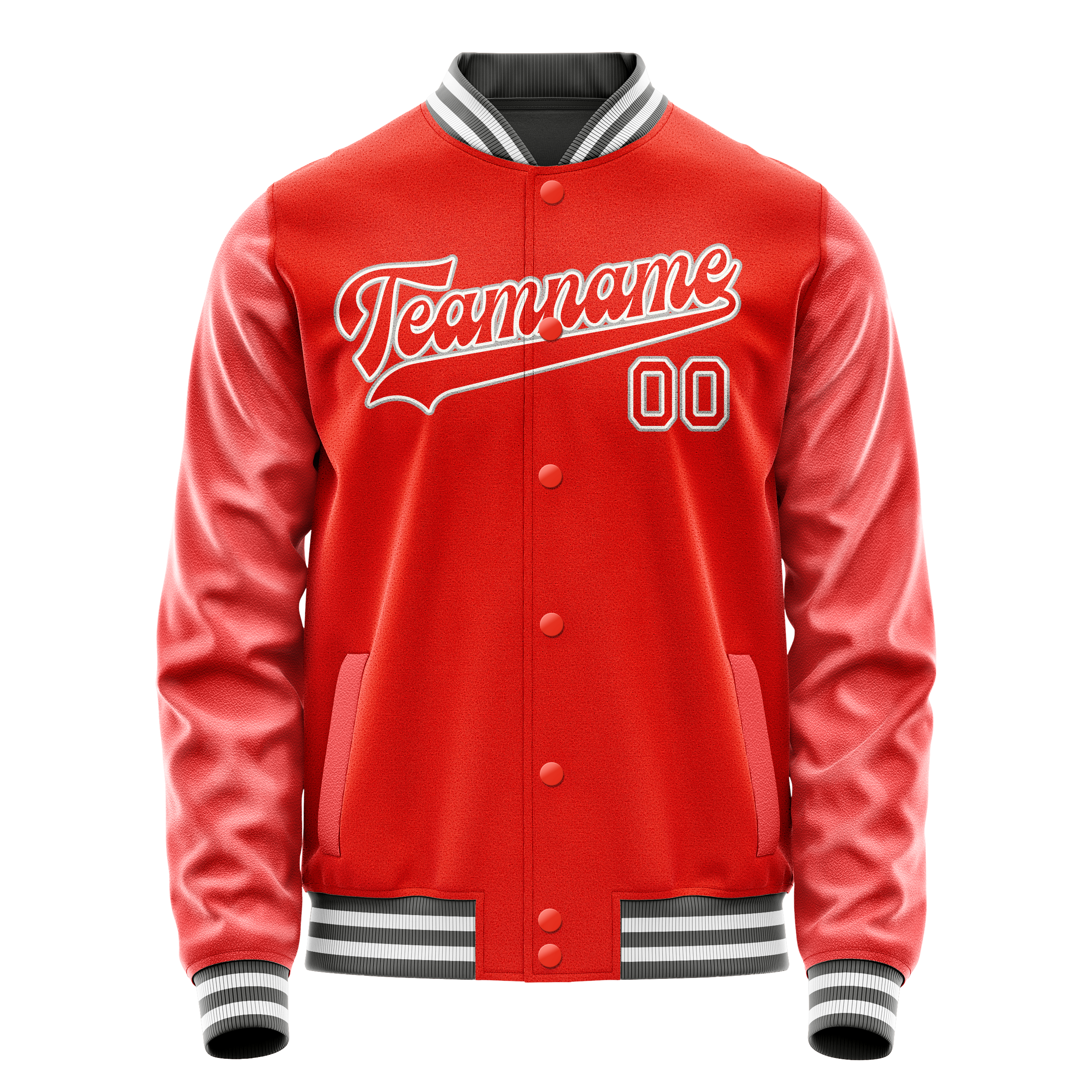 Personalized Orange & Gray Solid Color Varsity Letterman Jacket