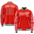 Personalized Orange & Gray Solid Color Varsity Letterman Jacket