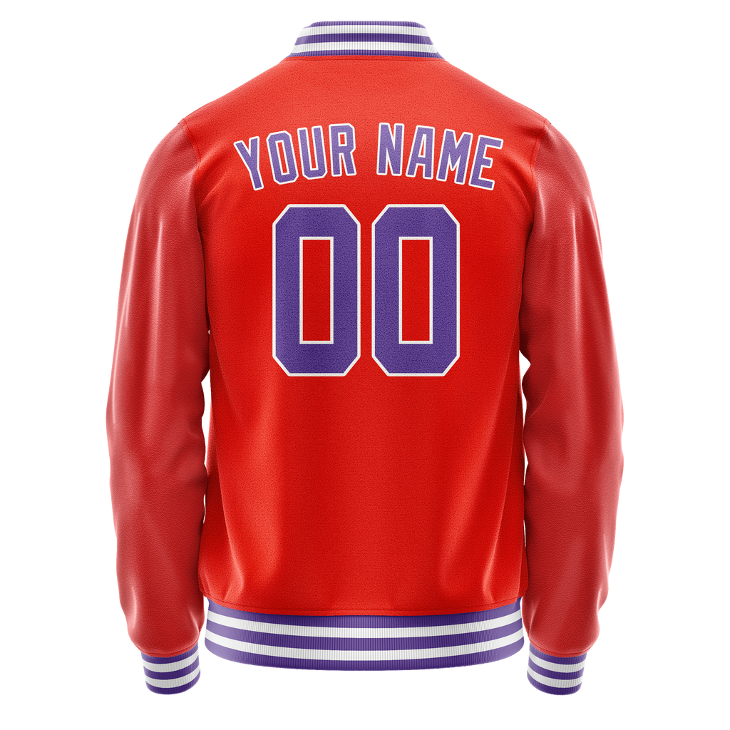 Personalized Orange & Purple Solid Color Varsity Letterman Jacket