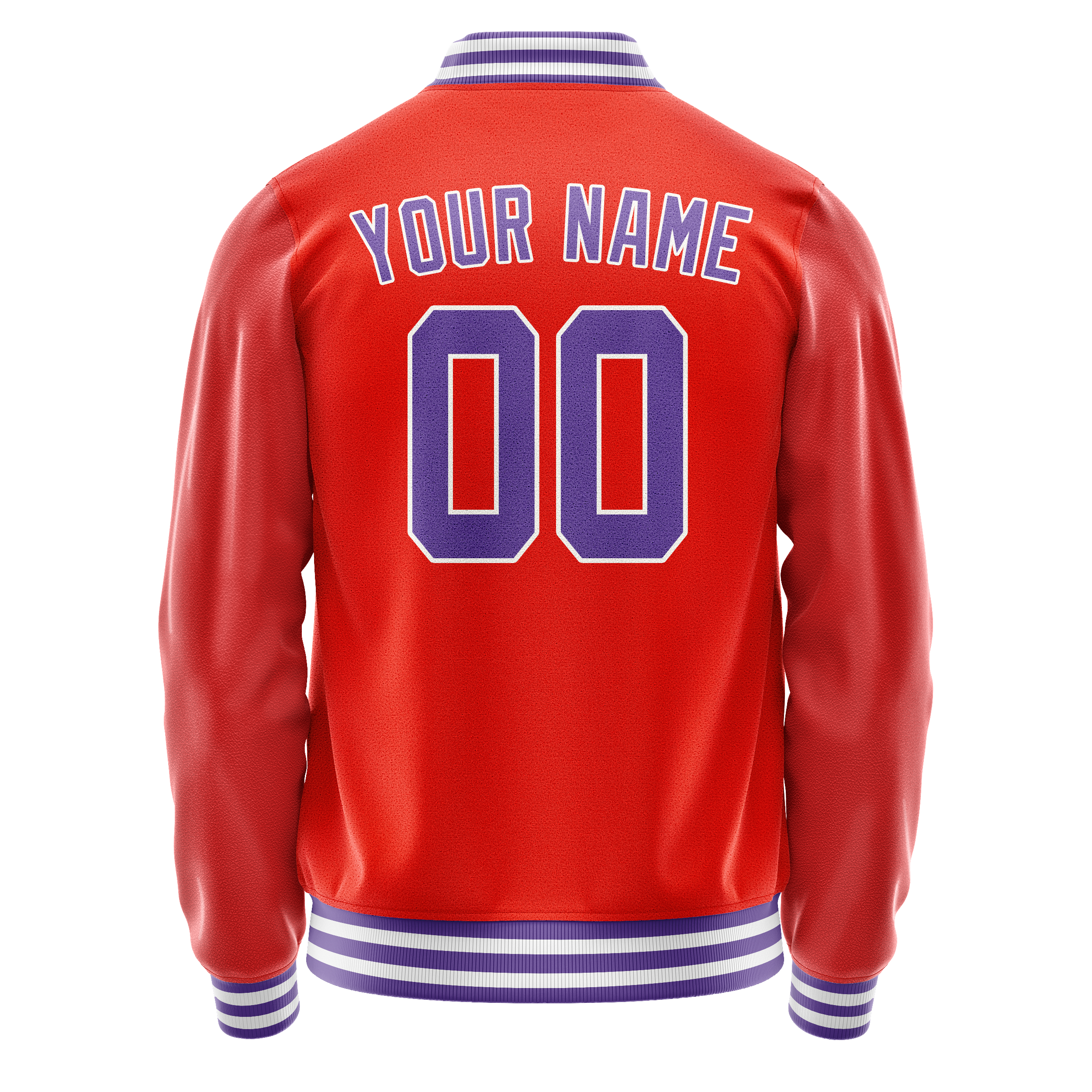 Personalized Orange & Purple Solid Color Varsity Letterman Jacket