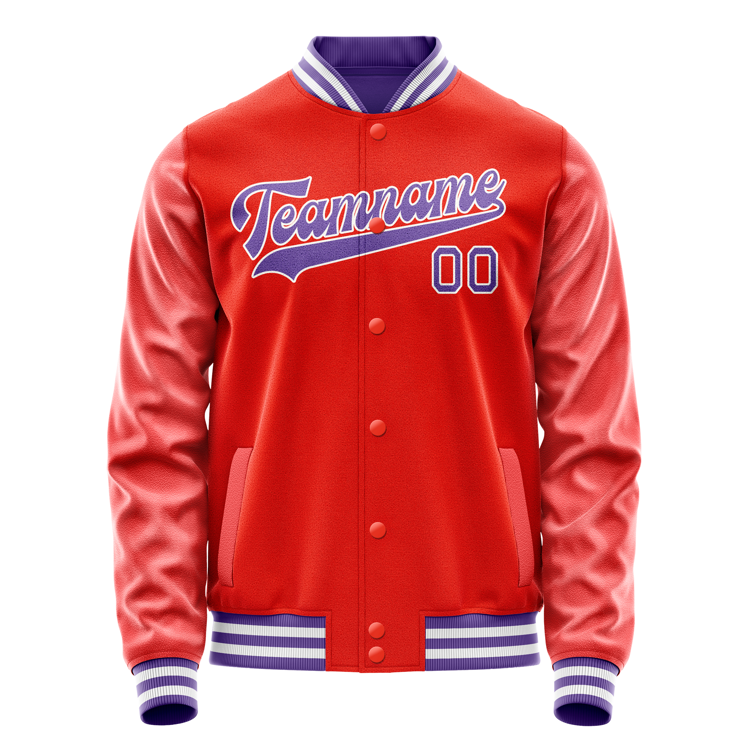 Personalized Orange & Purple Solid Color Varsity Letterman Jacket