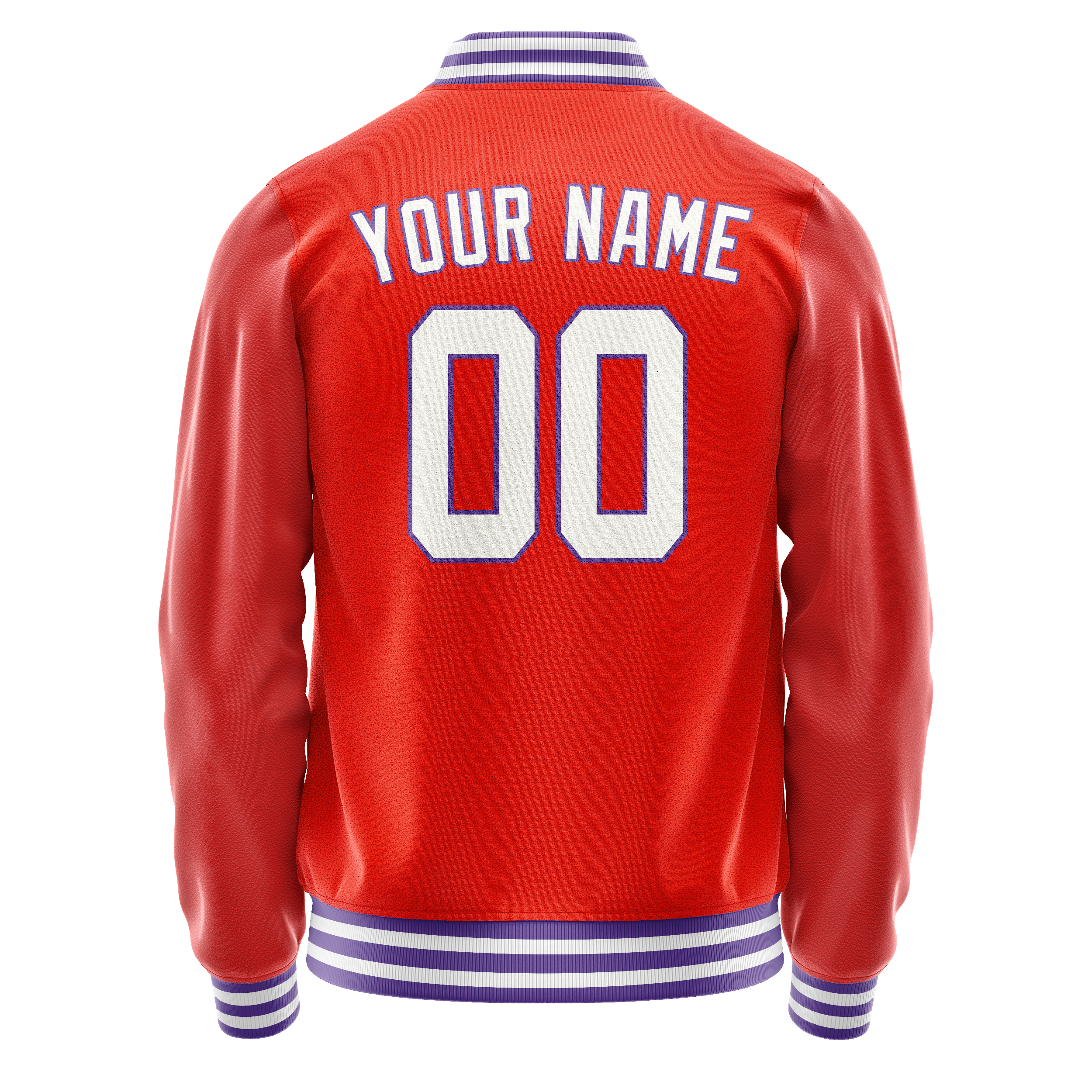 Personalized Orange & White Solid Color Varsity Letterman Jacket