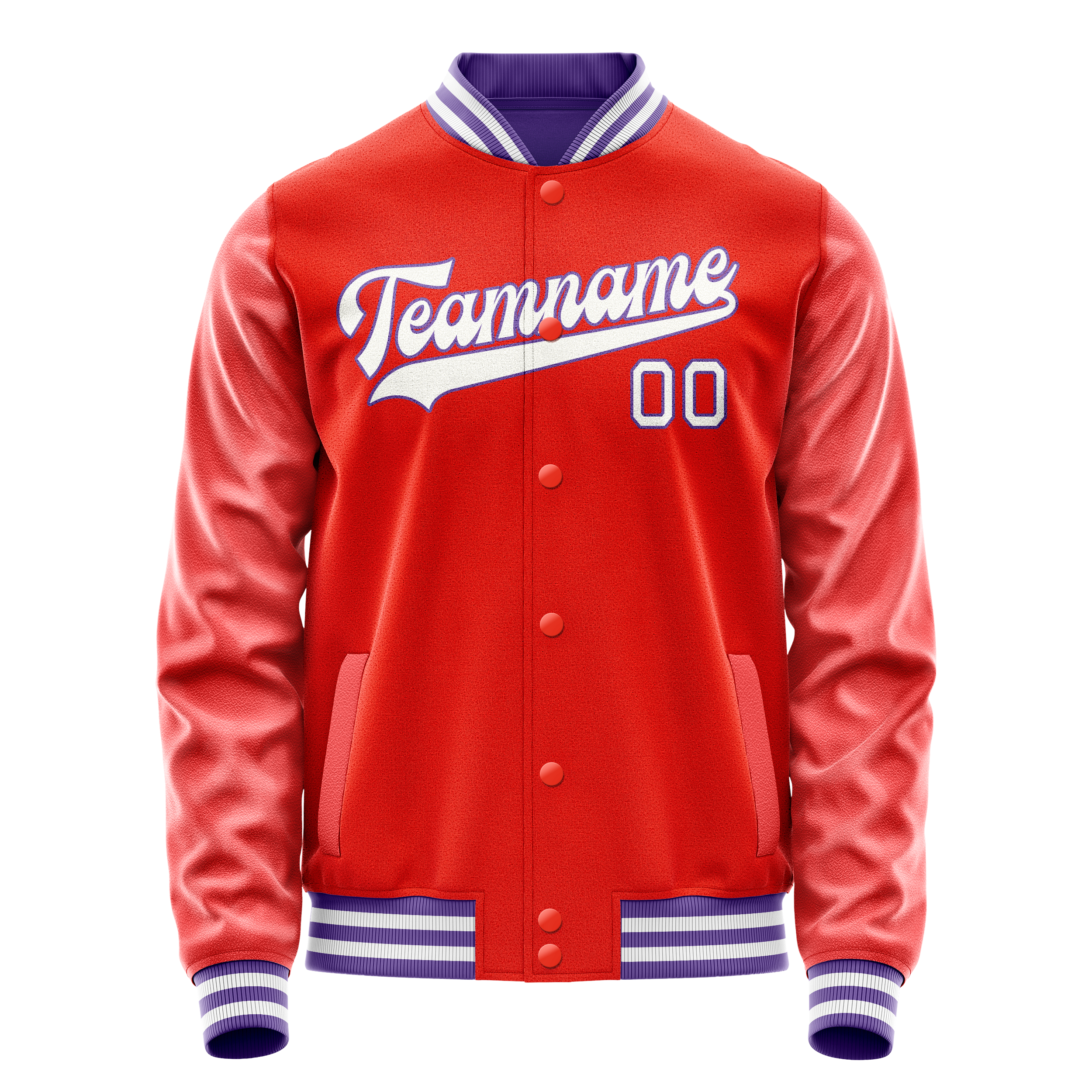 Personalized Orange & White Solid Color Varsity Letterman Jacket