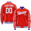 Personalized Orange & White Solid Color Varsity Letterman Jacket