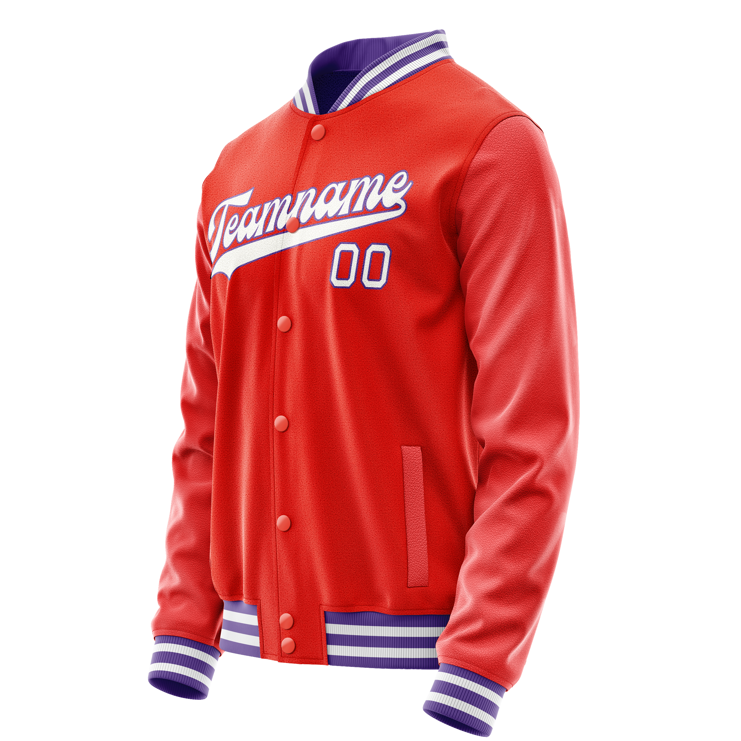 Personalized Orange & White Solid Color Varsity Letterman Jacket