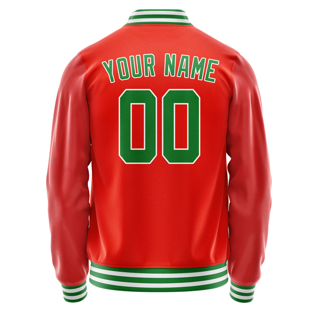 Personalized Orange & Teal Solid Color Varsity Letterman Jacket