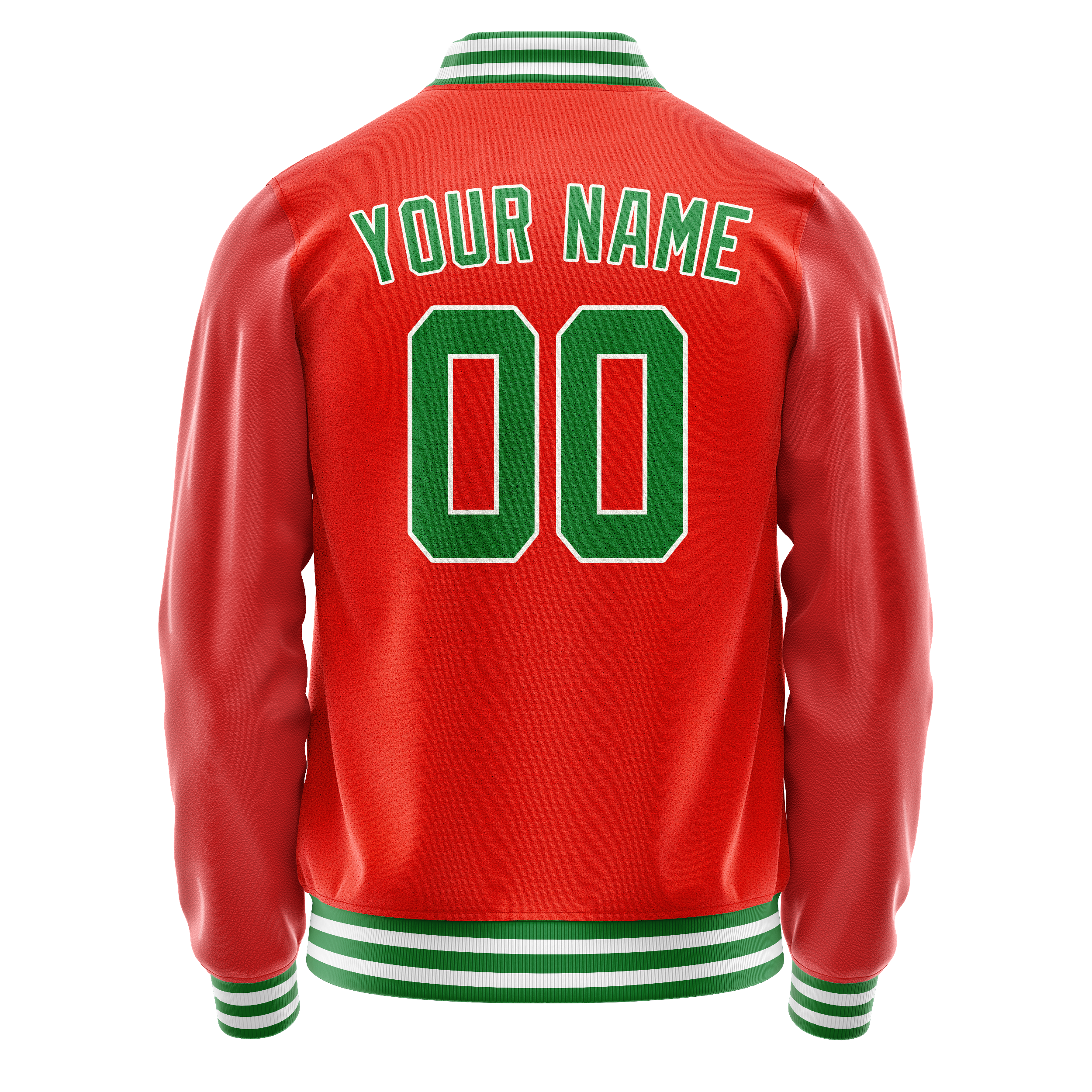 Personalized Orange & Teal Solid Color Varsity Letterman Jacket