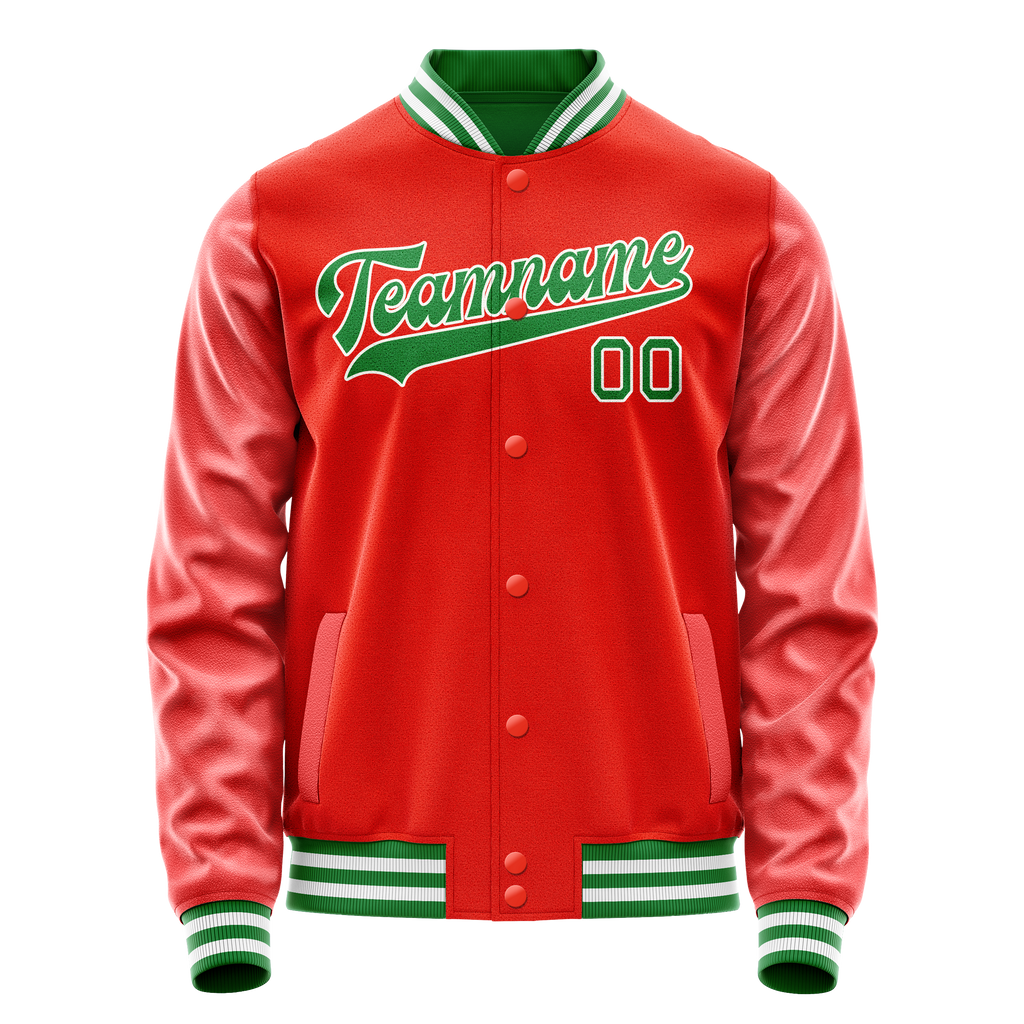 Personalized Orange & Teal Solid Color Varsity Letterman Jacket