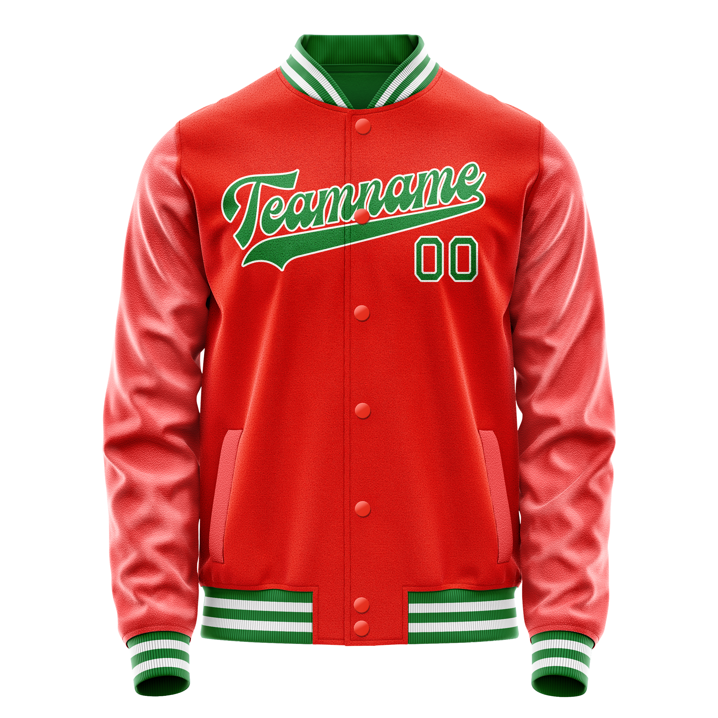Personalized Orange & Teal Solid Color Varsity Letterman Jacket
