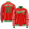 Personalized Orange & Teal Solid Color Varsity Letterman Jacket
