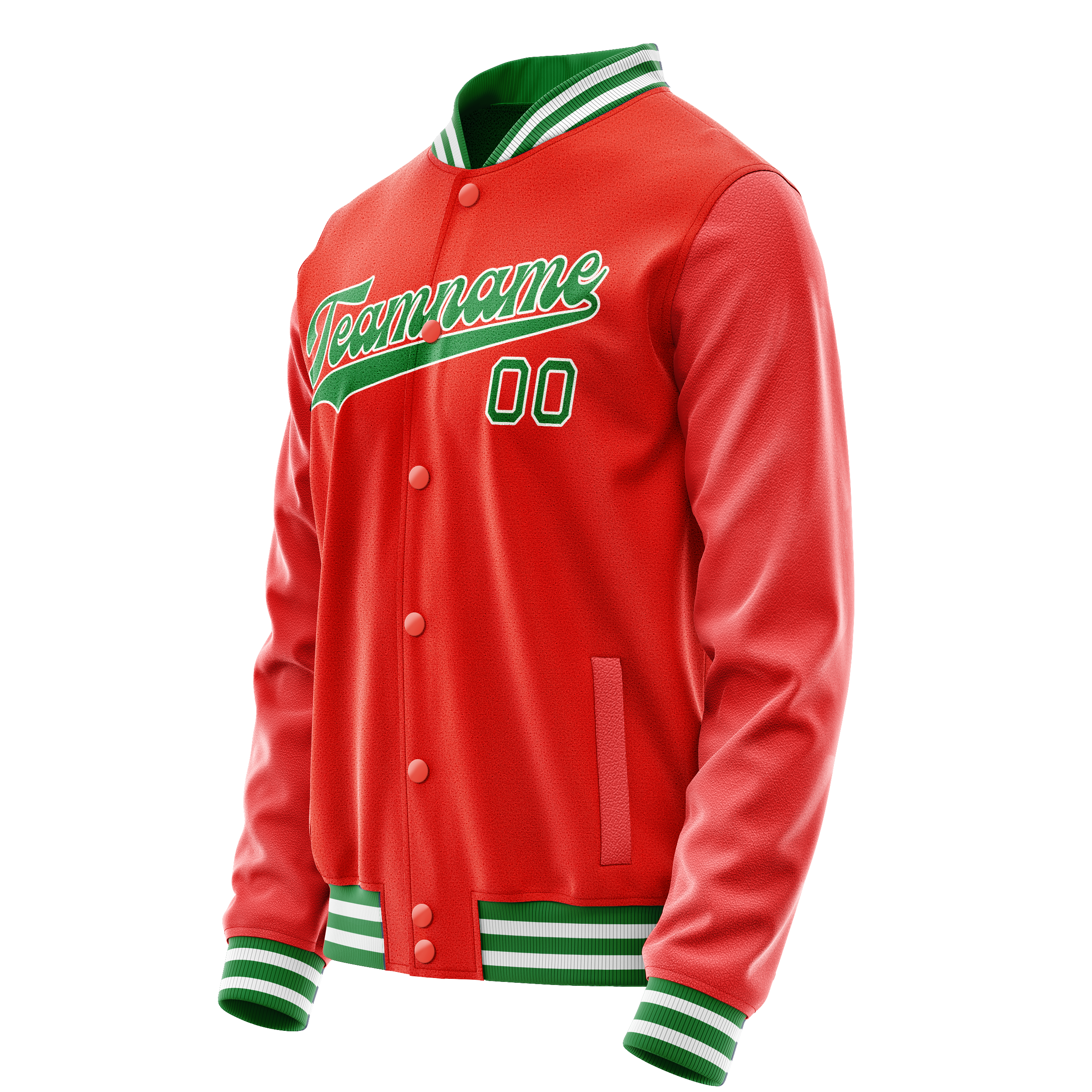 Personalized Orange & Teal Solid Color Varsity Letterman Jacket