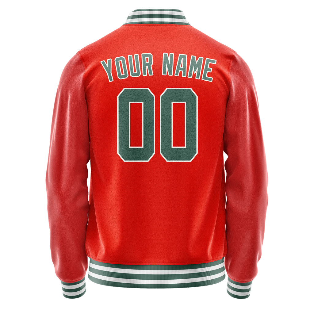 Personalized Orange & Teal Solid Color Varsity Letterman Jacket