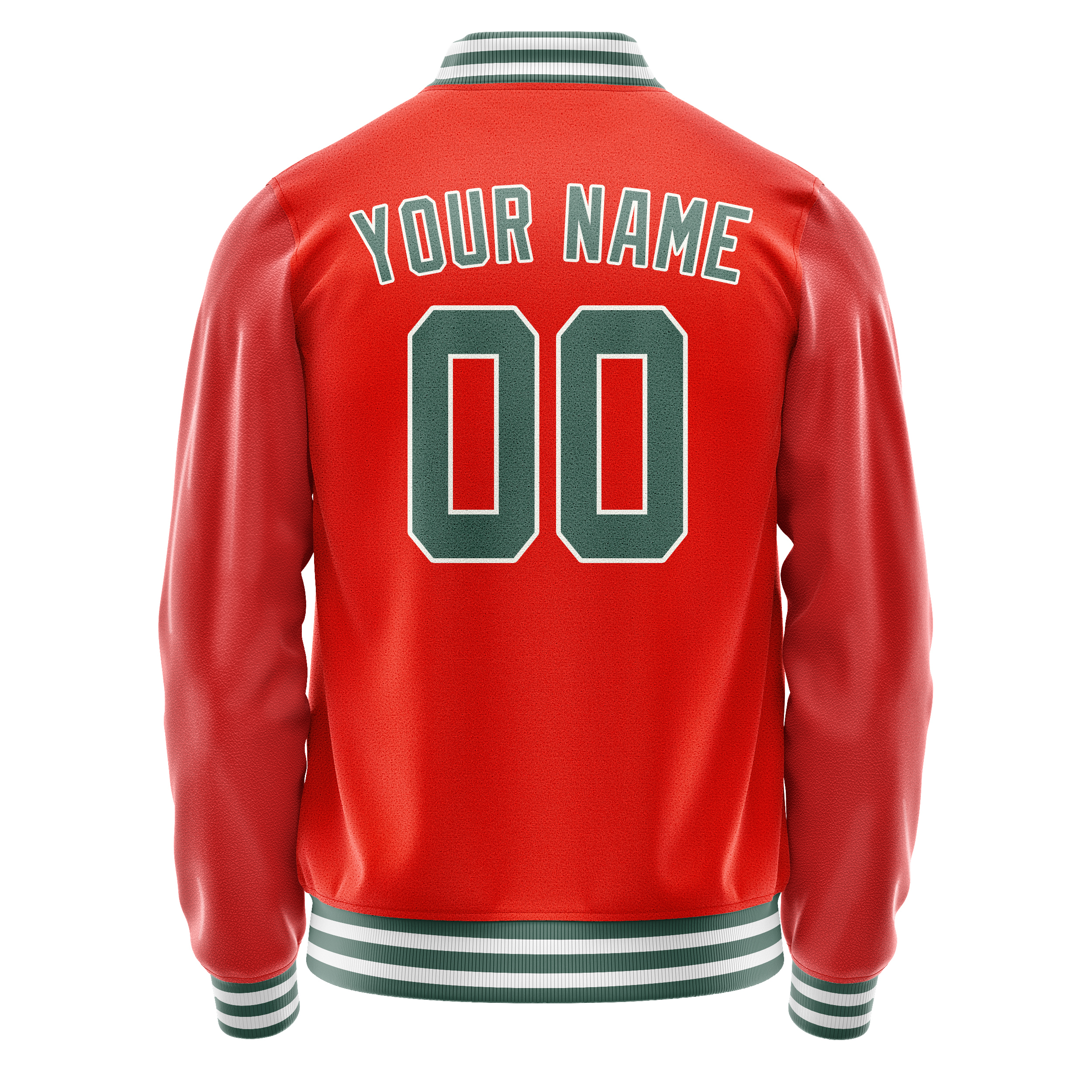Personalized Orange & Teal Solid Color Varsity Letterman Jacket