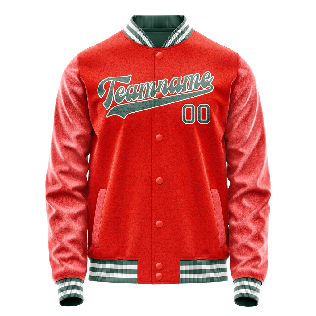Personalized Orange & Teal Solid Color Varsity Letterman Jacket