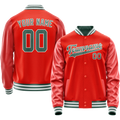 Personalized Orange & Teal Solid Color Varsity Letterman Jacket