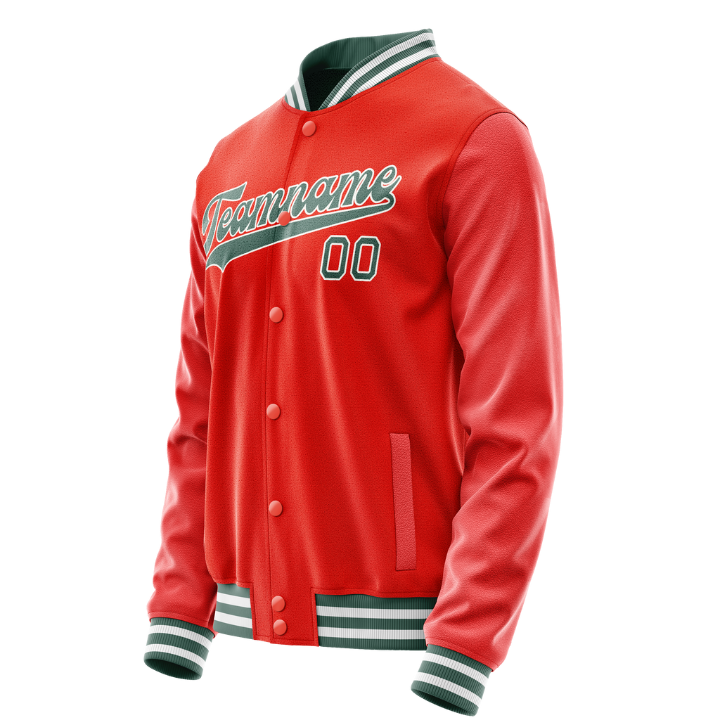 Personalized Orange & Teal Solid Color Varsity Letterman Jacket