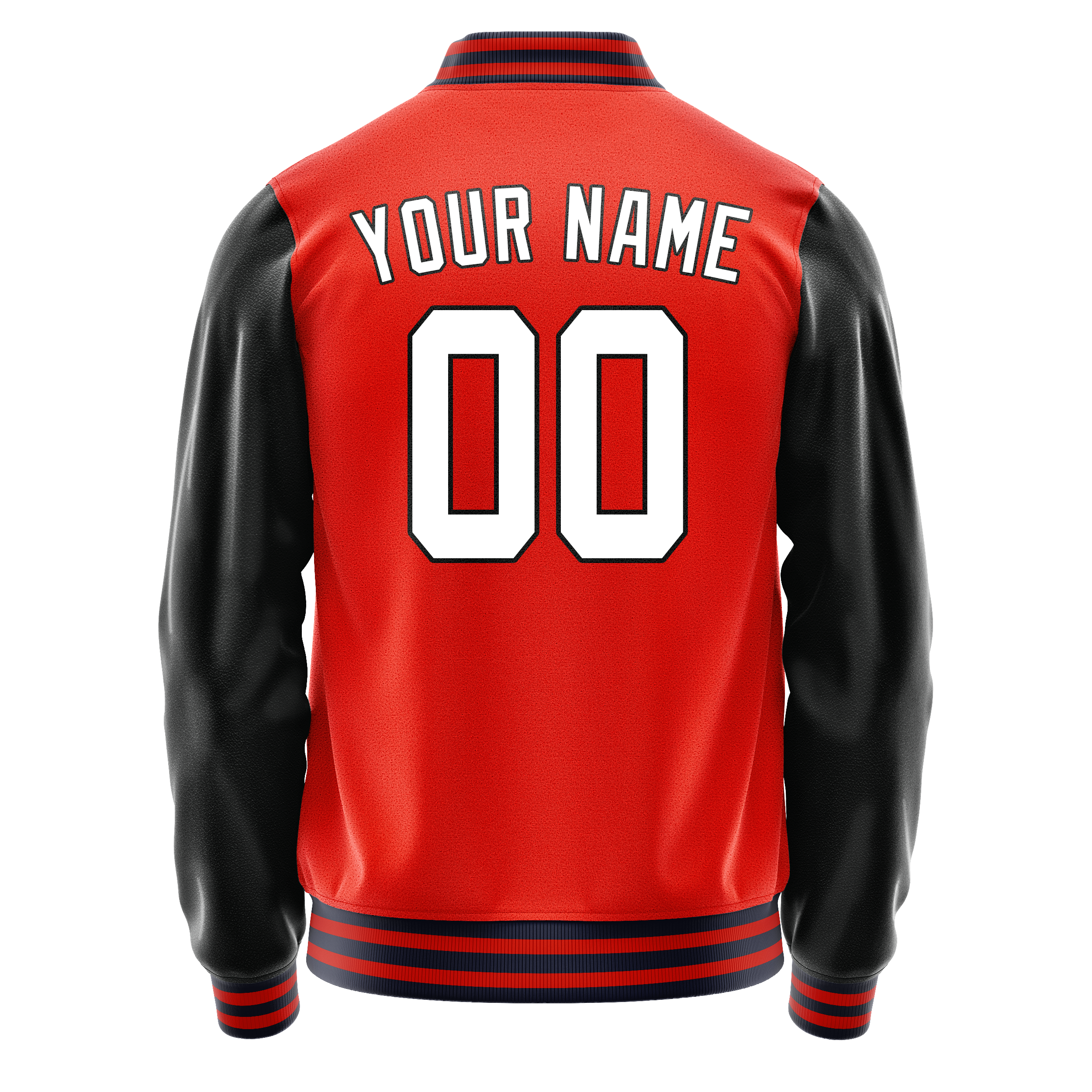 Personalized Orange & Black Solid Color Varsity Letterman Jacket