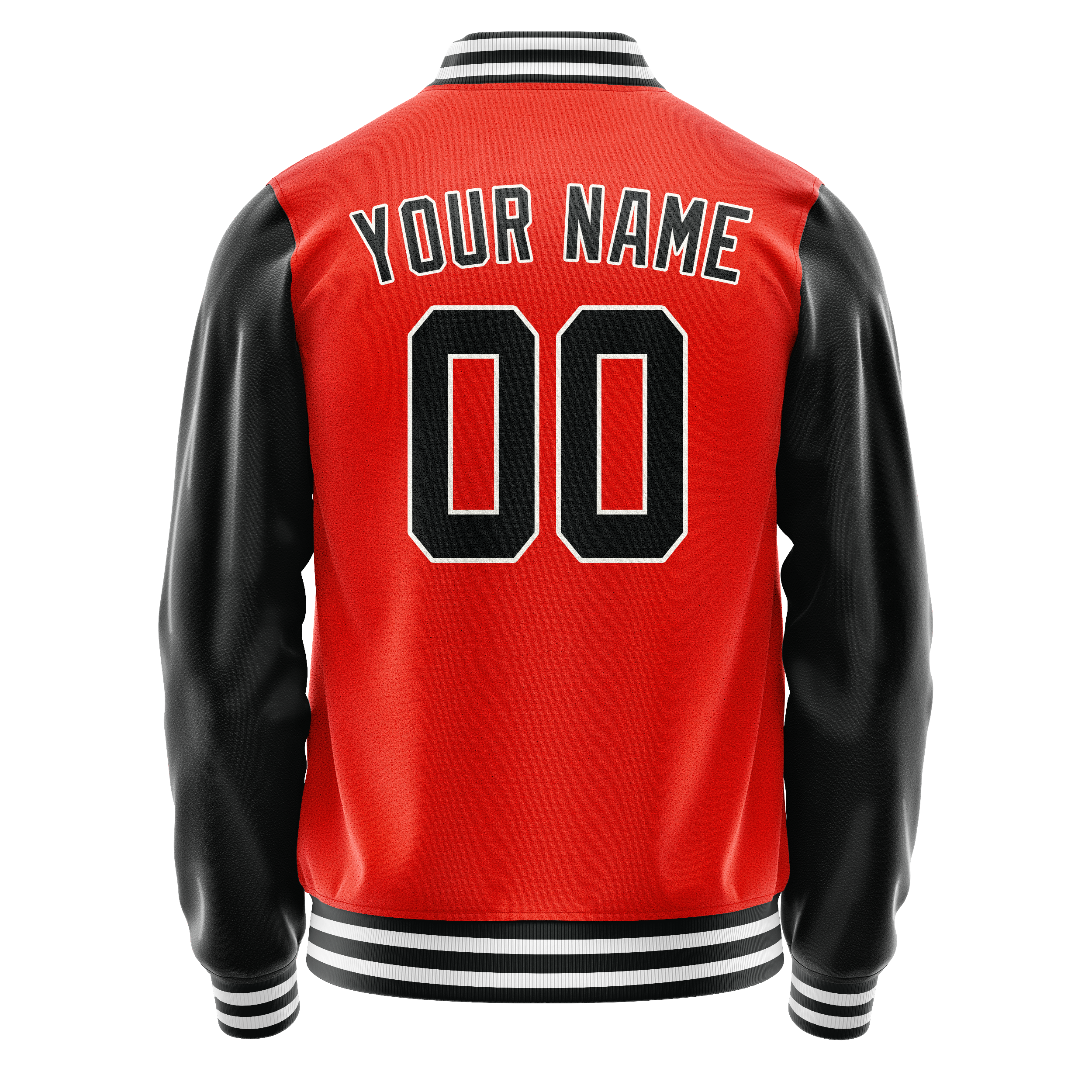 Personalized Orange & Black Solid Color Varsity Letterman Jacket