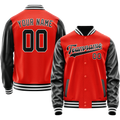Personalized Orange & Black Solid Color Varsity Letterman Jacket