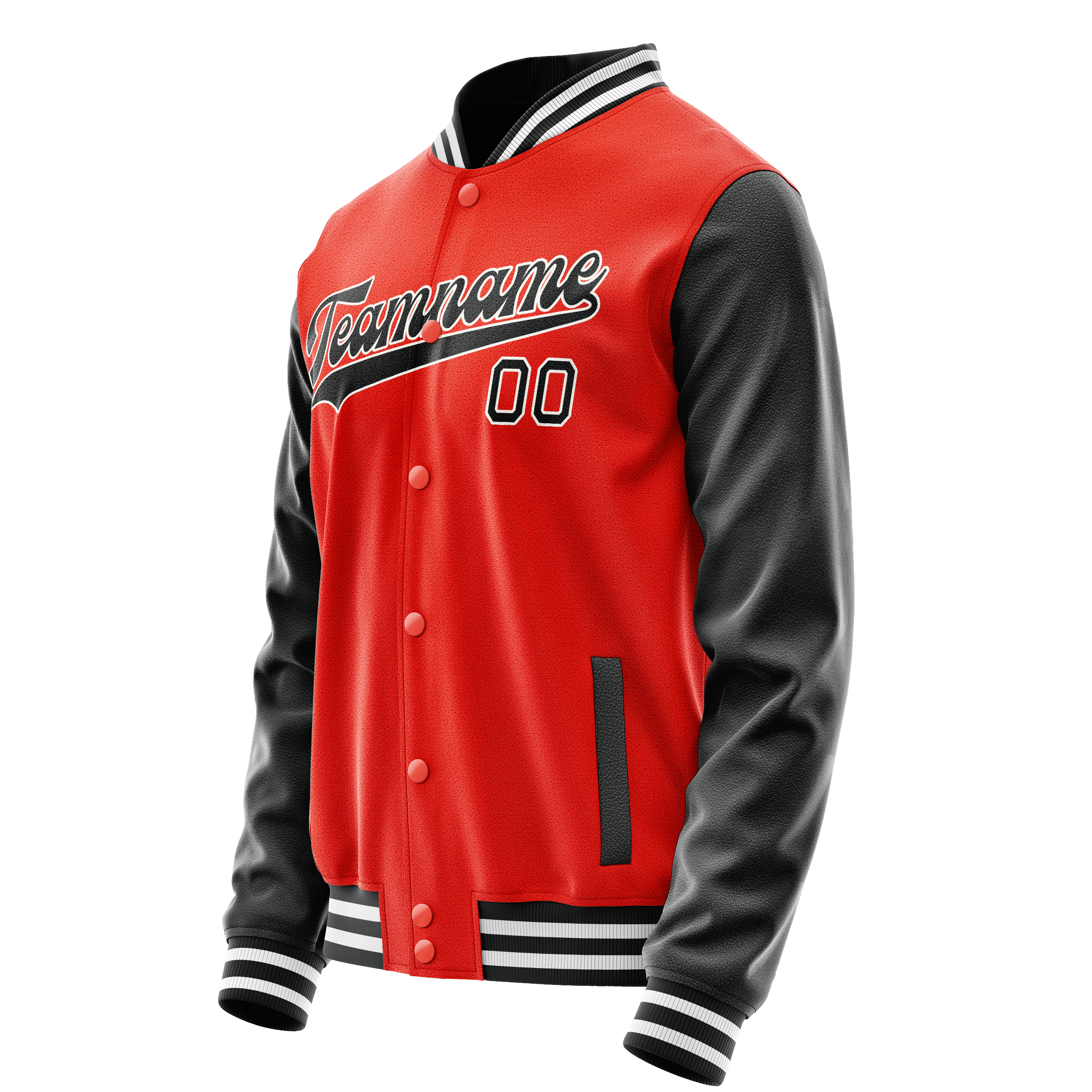 Personalized Orange & Black Solid Color Varsity Letterman Jacket