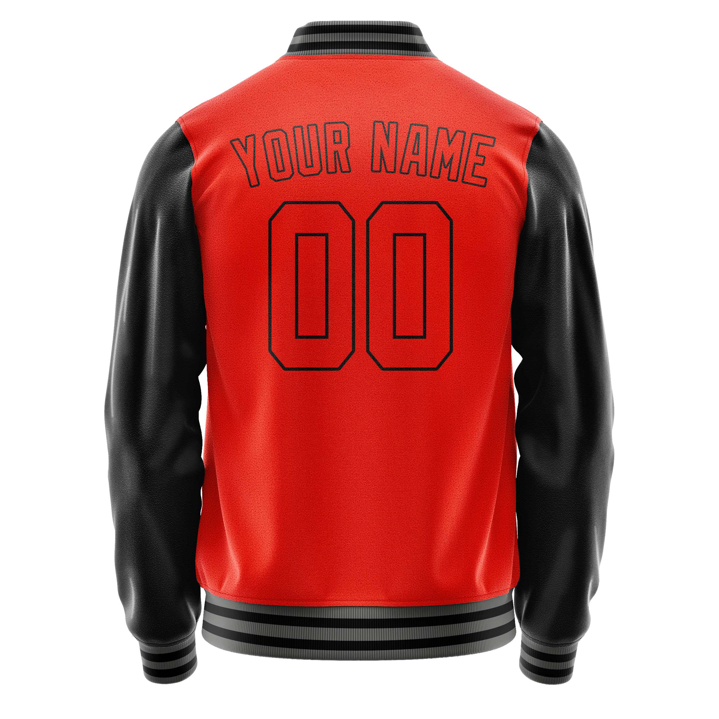 Personalized Orange & Black Solid Color Varsity Letterman Jacket