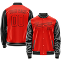 Personalized Orange & Black Solid Color Varsity Letterman Jacket