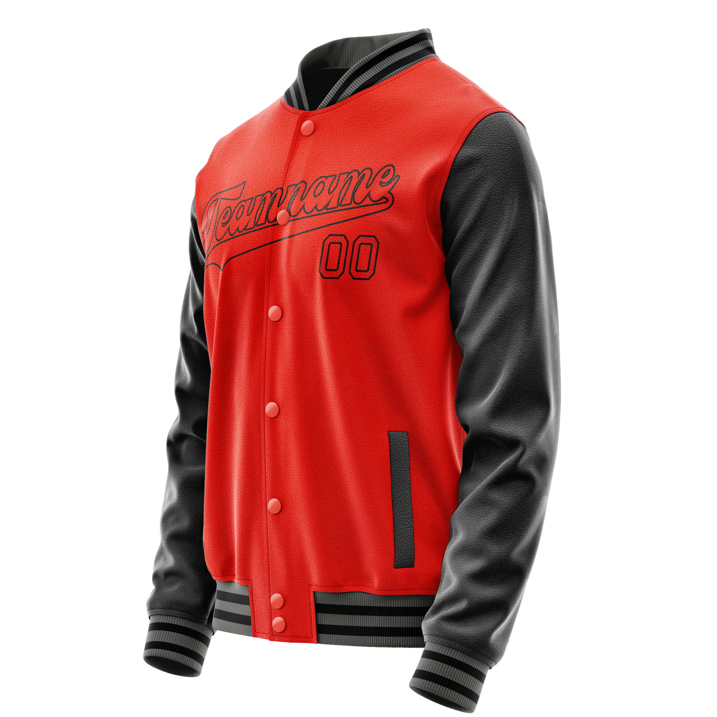 Personalized Orange & Black Solid Color Varsity Letterman Jacket